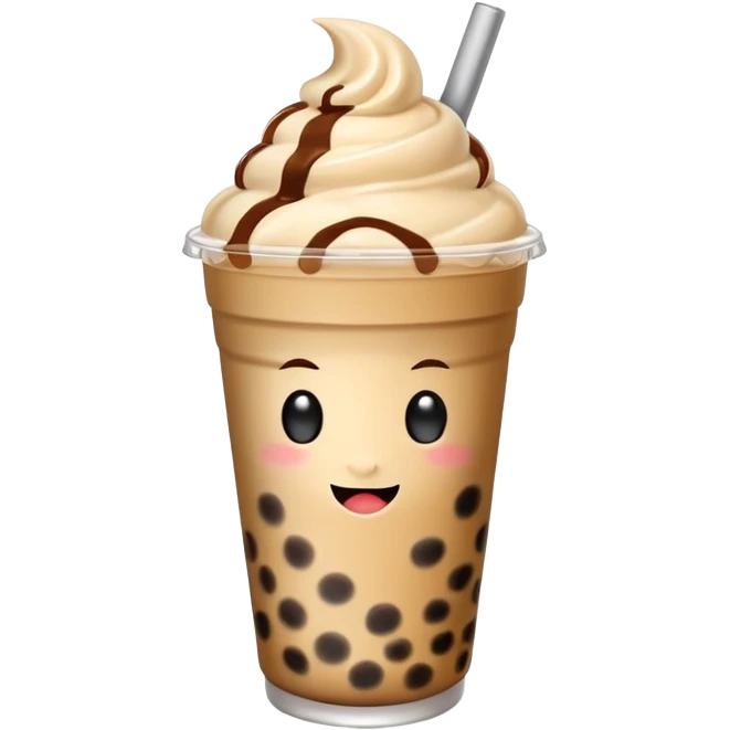 boba milk tea with ice cream emoji
