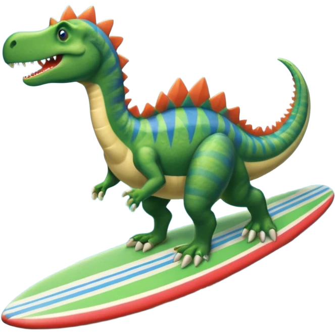 Spinosaurus riding a surf board emoji