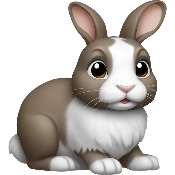 Brown and grey rabbit with white chest and paws emoji