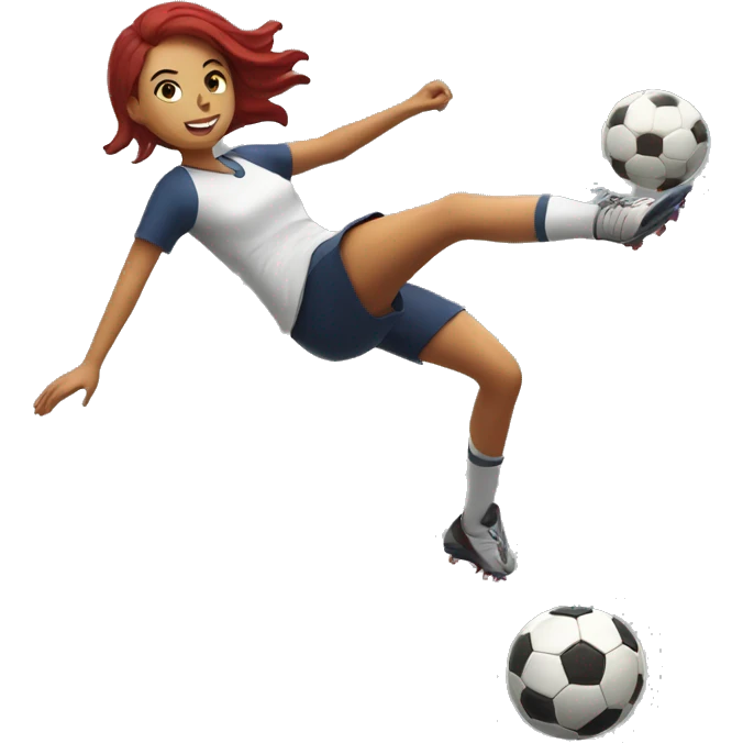 blod girl kicking a soccer ball in the air emoji
