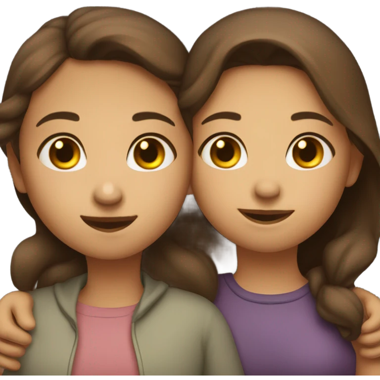 lesbian cuddles dark brown hair girl and light brown hair girl  emoji