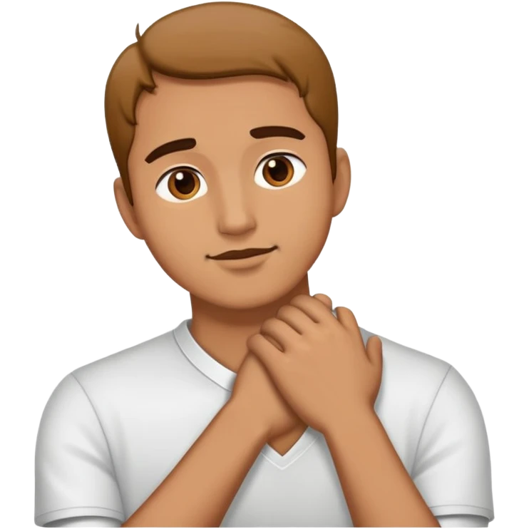 Man holding hands to neck  emoji