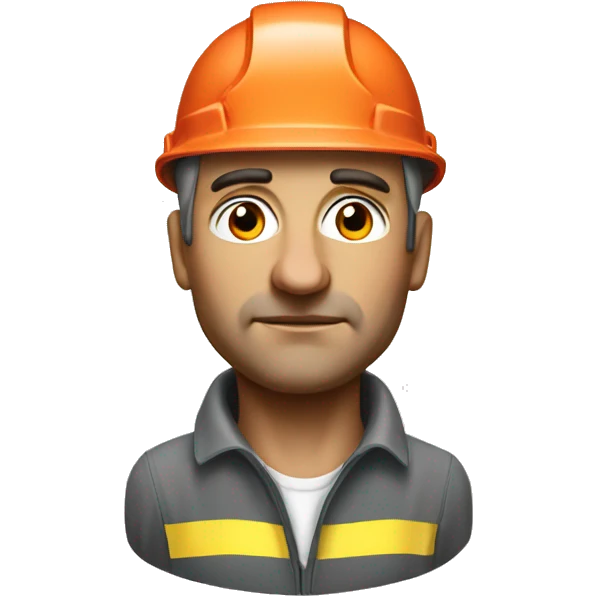 photorealistic Soviet serious man wearing a construction helmet emoji