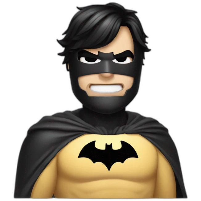 fat batman in mask black hair emoji
