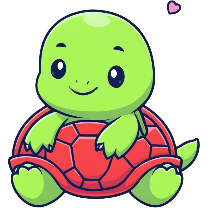 cute turtle plushie with light pink skin and red shell emoji