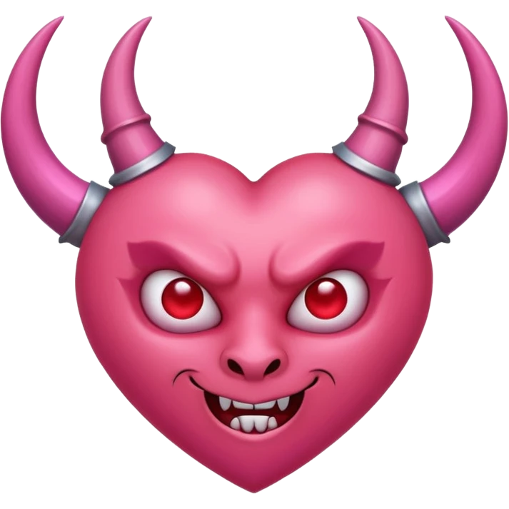 a pink heart with demon horns on it emoji