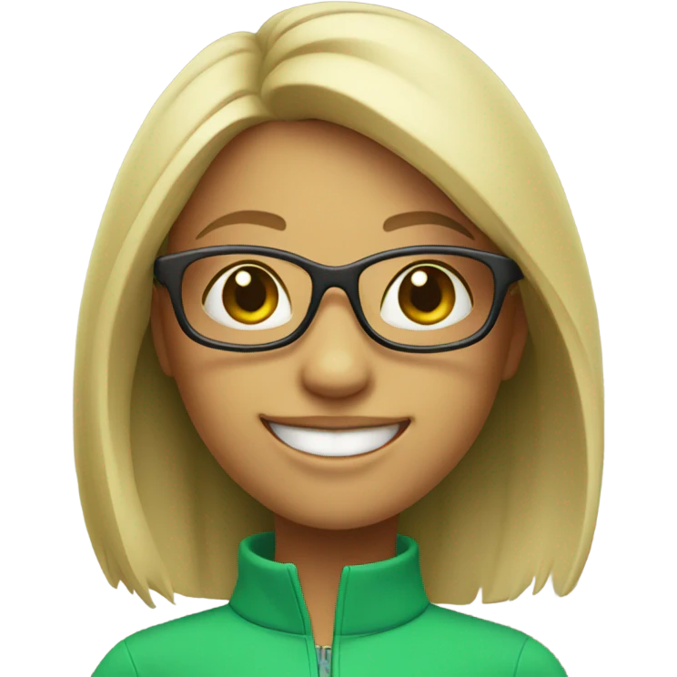 smiling girl with green glasses indoors  emoji