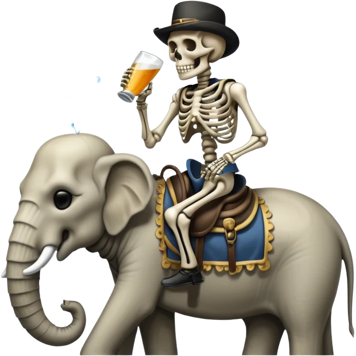 Skeleton Rider on elephant, Drinking. emoji