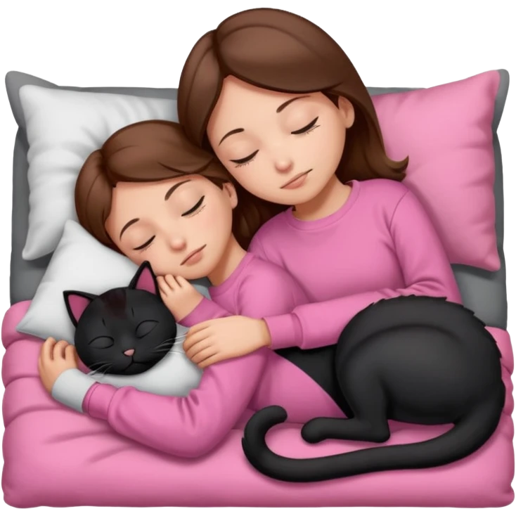 sleeping pink sweatshirt brown hair Sleeping black cat emoji