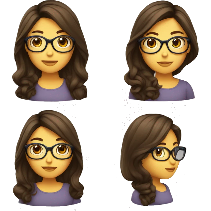 Fille brune cheveux long avec lunettes emoji