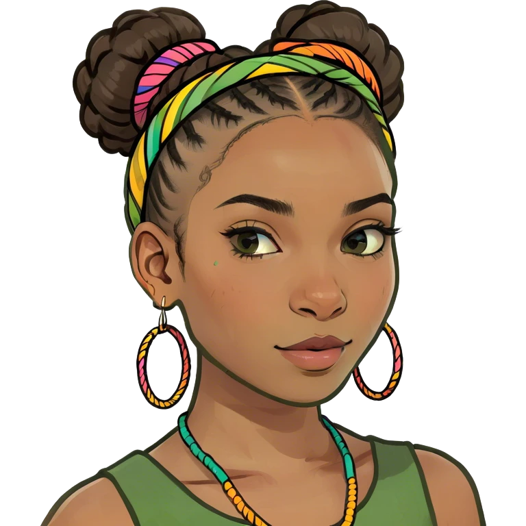 Brown skin girl braids in a bun possibly a duces emoji