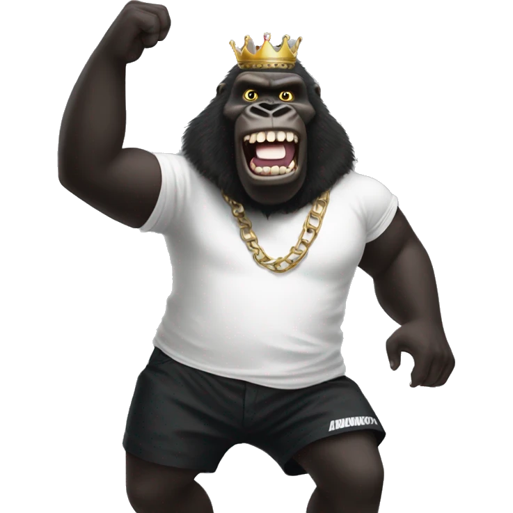 king kong dancing with black shorts and nike tn shoes and a bumbag around his shoulder emoji