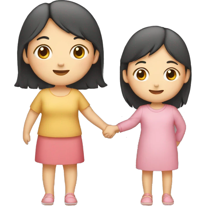 asian mother and daughter holding hands emoji