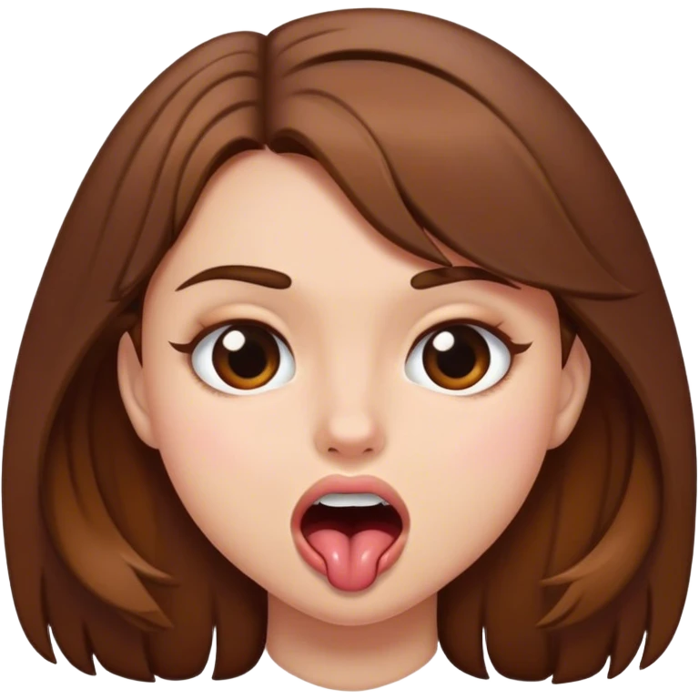 Girl with brown hair bitting bottom lip emoji