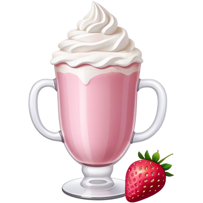 Pink latte with whip cream and strawberries  emoji