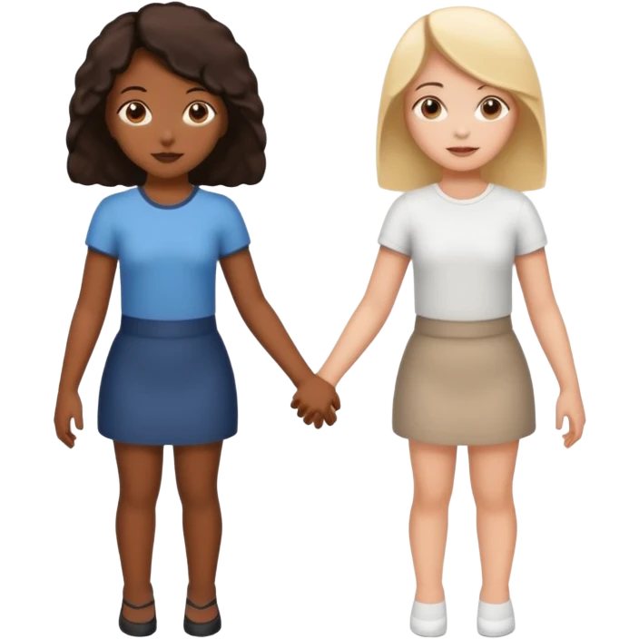 Black girl and white girl holding hands with their backs turned emoji