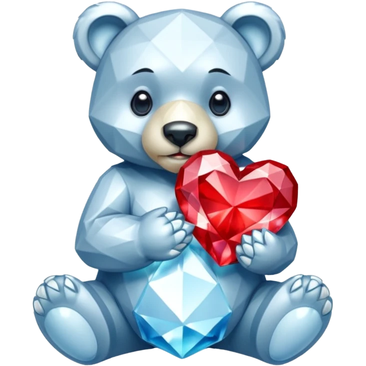 diamond bear with a red heart de cuerpo entero emoji