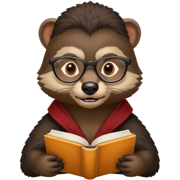 kitap okuyan gözlüklü bal porsuğu emoji