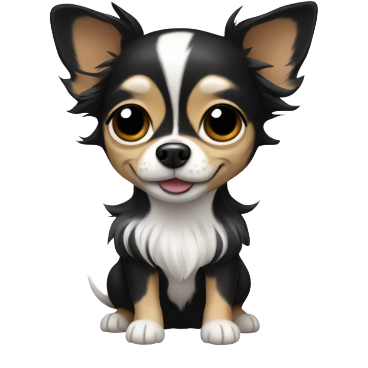 Chihuahua black and white long hair emoji