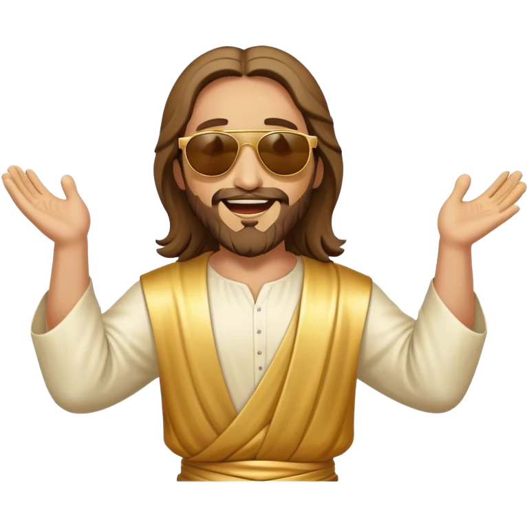 dancing figure of rejoicing Jesus with  sunglases golden  emoji