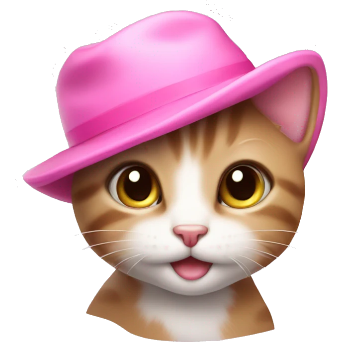 A cute kitten with a pink hat emoji