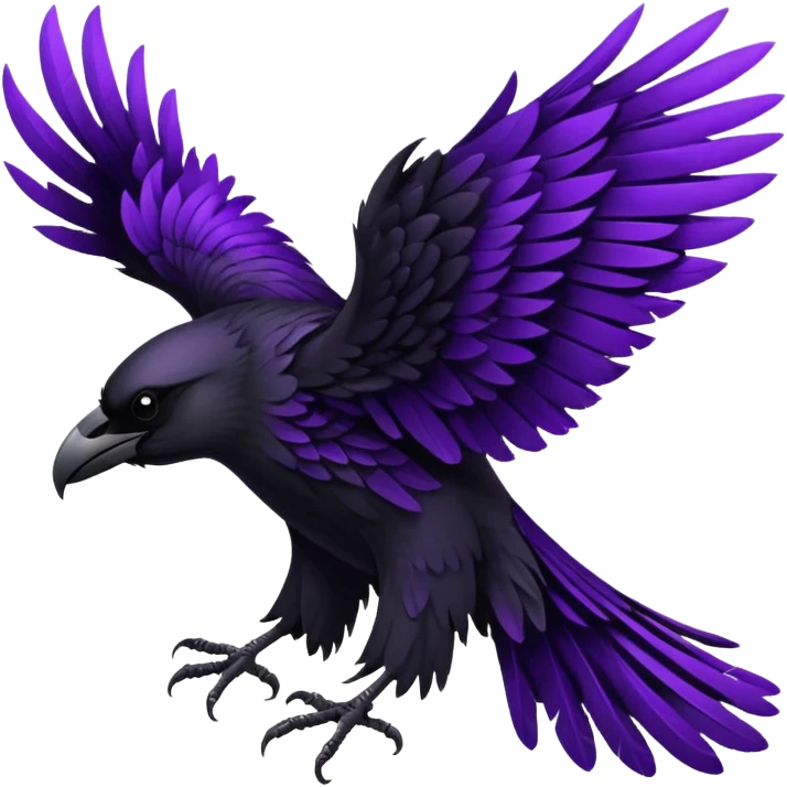 Black  and purple realistic Raven wings emoji