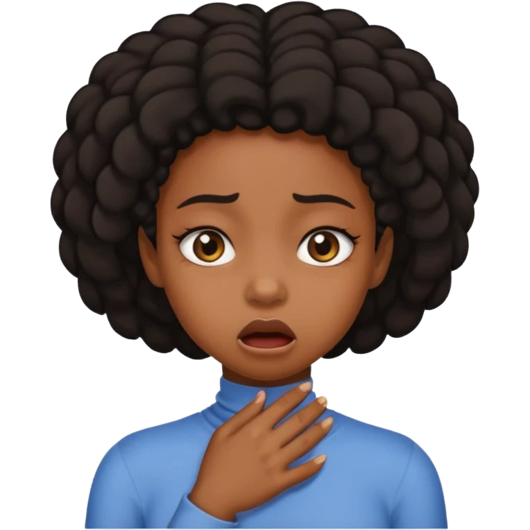 black girl chocking herself with eyes rolling back emoji