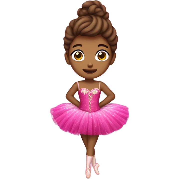 Ballerina with brown hair and hot pink glittery corset tutu  emoji