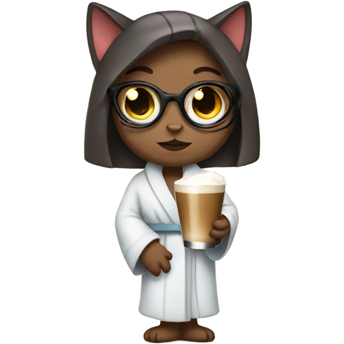 Girl cat wearing a robe holding an espresso martini  emoji