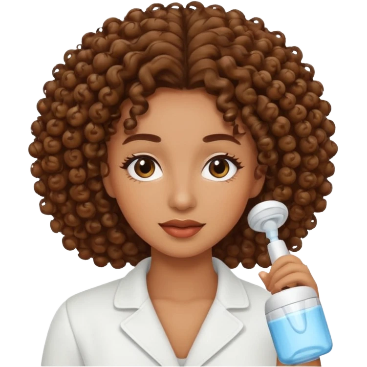 Mulher fazendo Skincare cacheada emoji