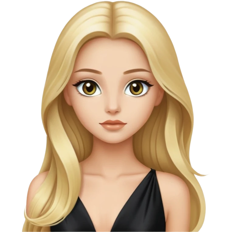Luxury blonde model, hazel eyes, sleek long hair, black silk gown emoji