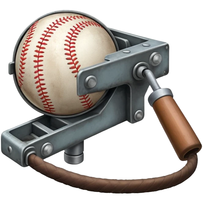 Belt-fed baseball launching device emoji