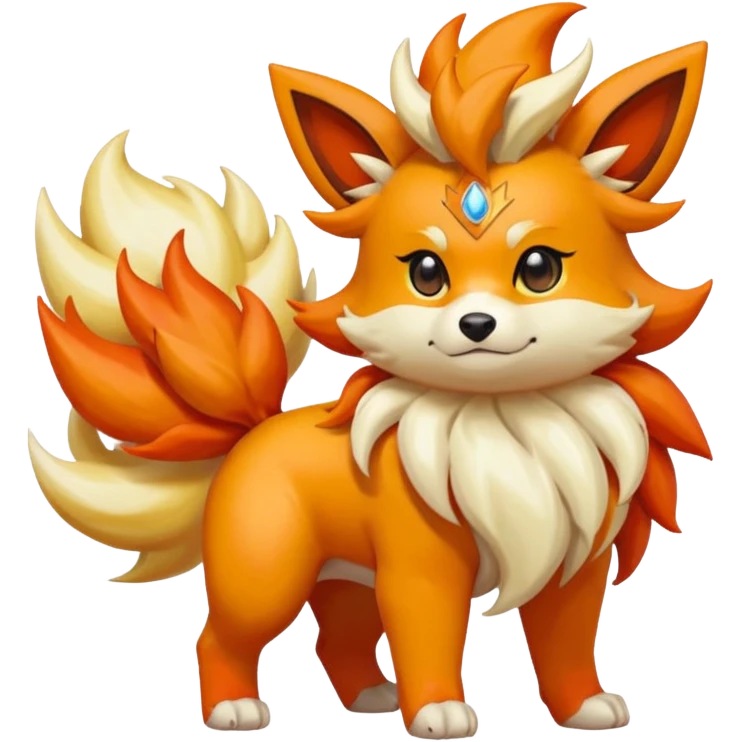Flareon-Growlithe-Solgaleo-fusion-hybrid, full body emoji