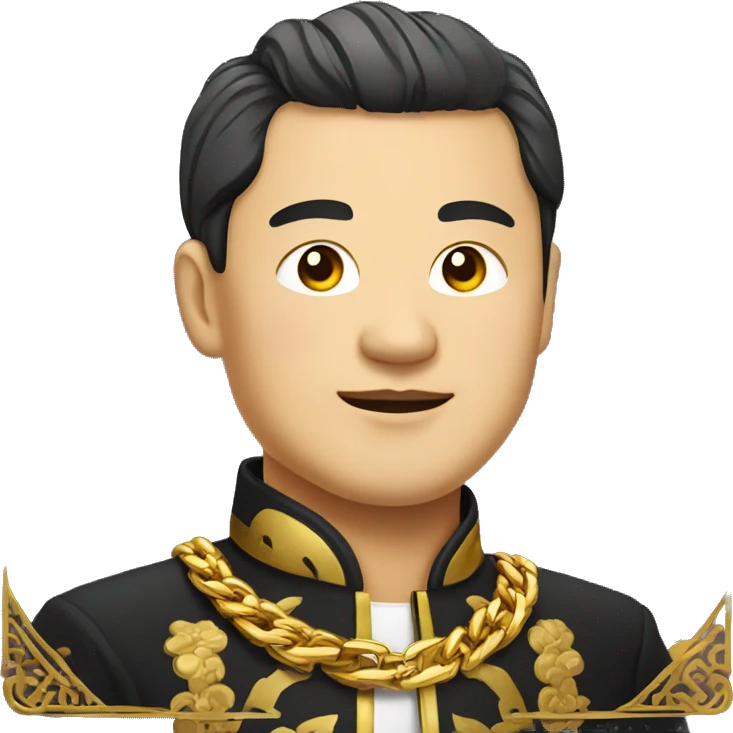 rich chinese man with gold chain in national dress emoji