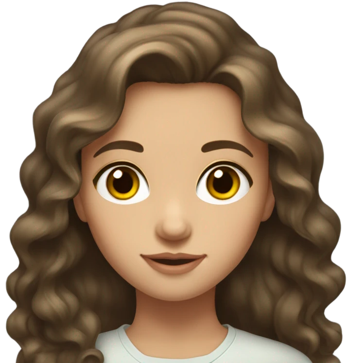Russian brunette long wavy hair girl hazel eyes emoji