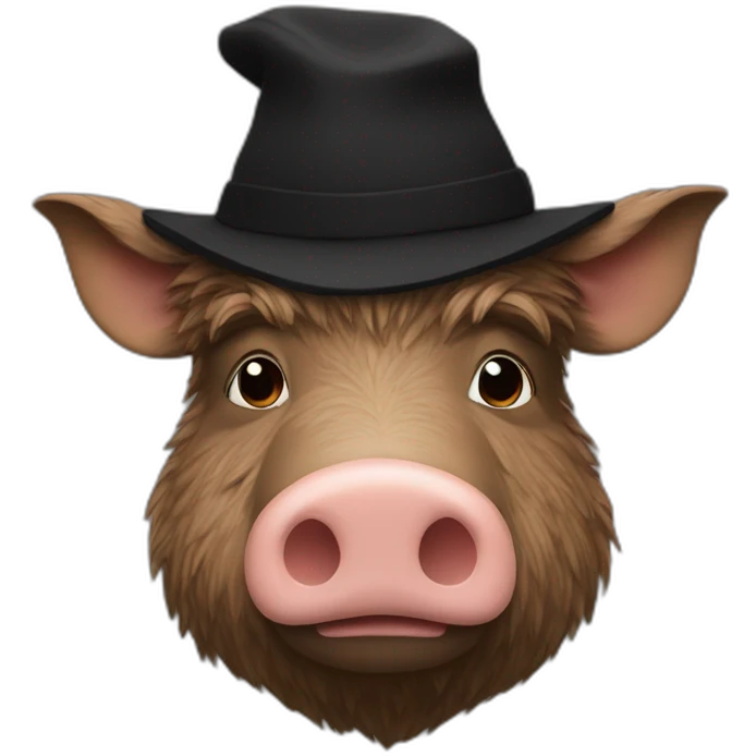 profile really sad brown boar in black common winter hat emoji