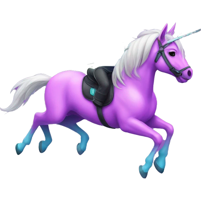 neon fly ride unicorn emoji