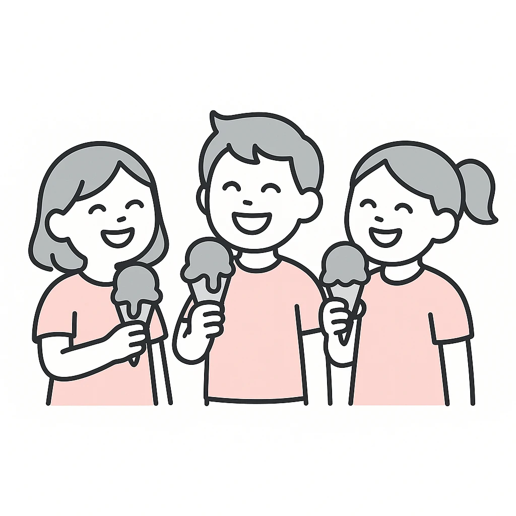 happy children with melting ice cream cones emoji