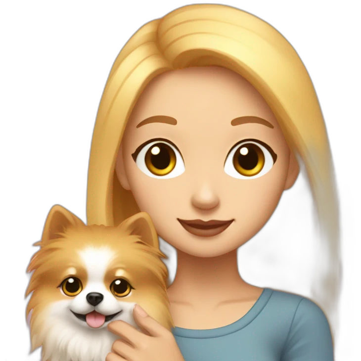 light-skinned-girl-petting-pomeranian emoji