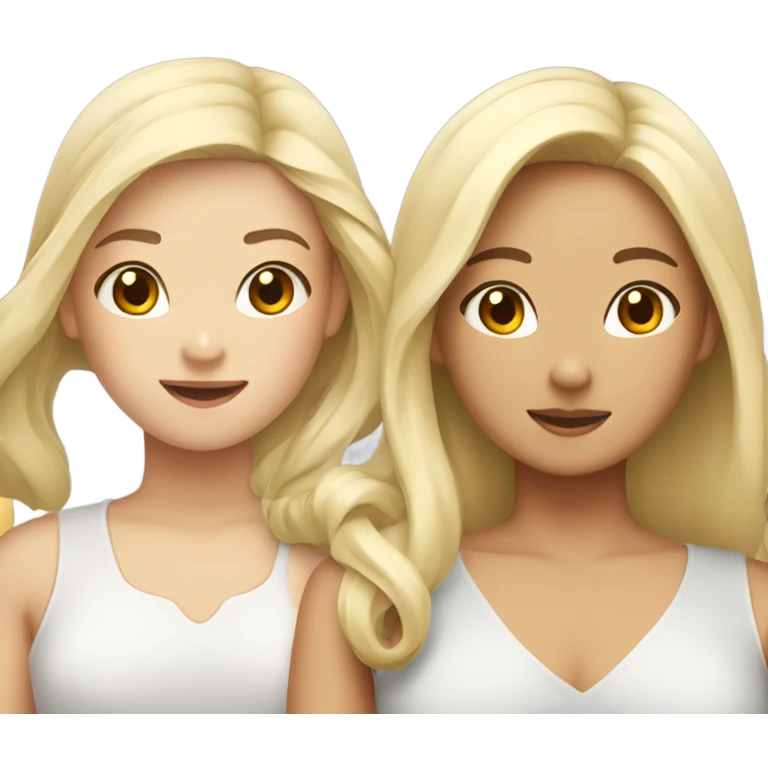 two asian girls and two blonde girls emoji