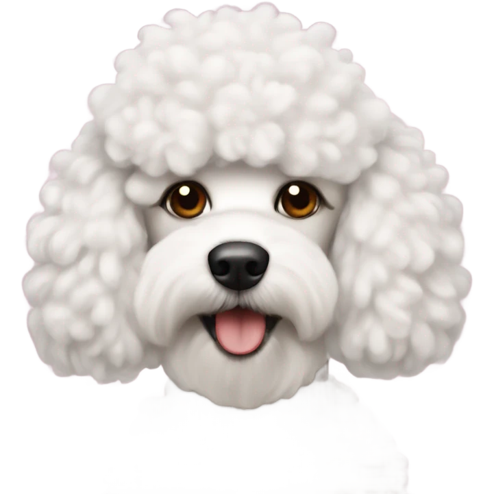 White fluffy poodle with reindeer antlers emoji