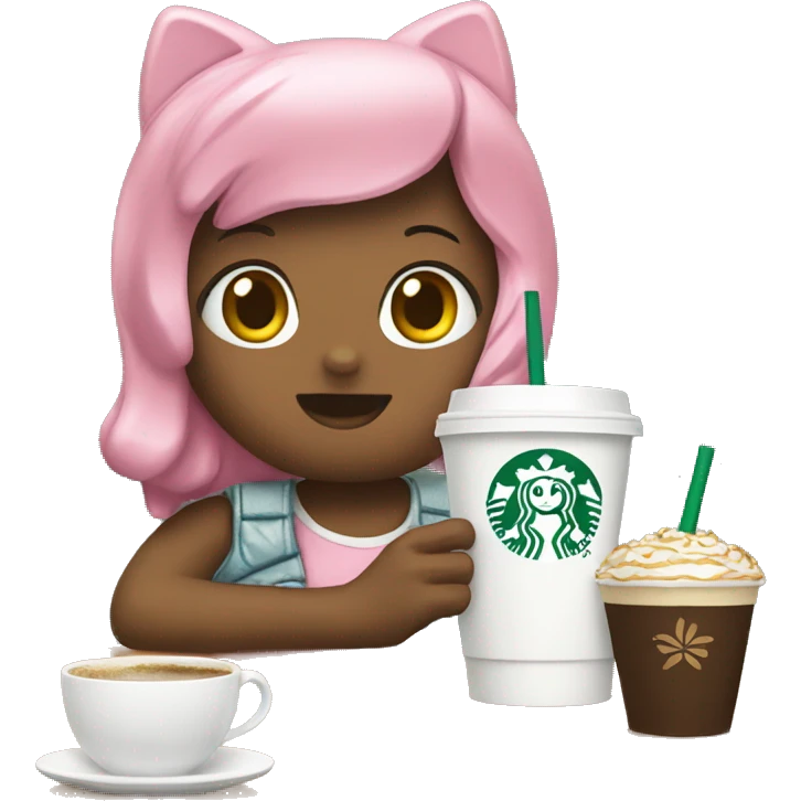 Hello kitty drinking starbucks emoji