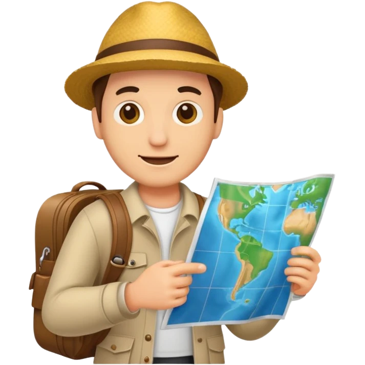tourist man holding map emoji