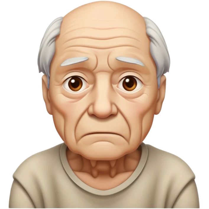 sad elderly man with wrinkles and drooping shoulders looking melancholic emoji