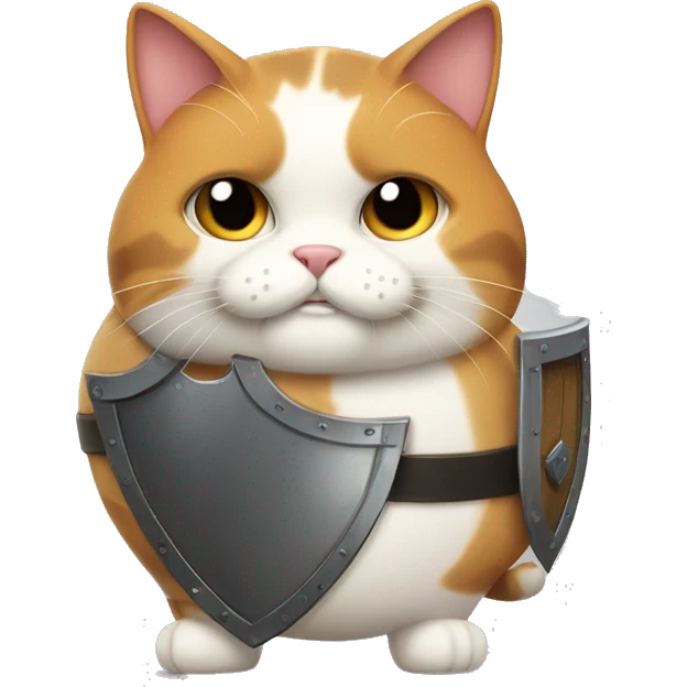 Fat calico cat with a shield  emoji