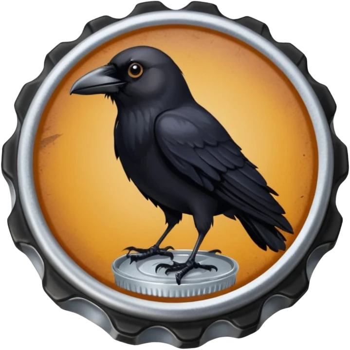 Crow on bottle cap, Street Wildlife. emoji