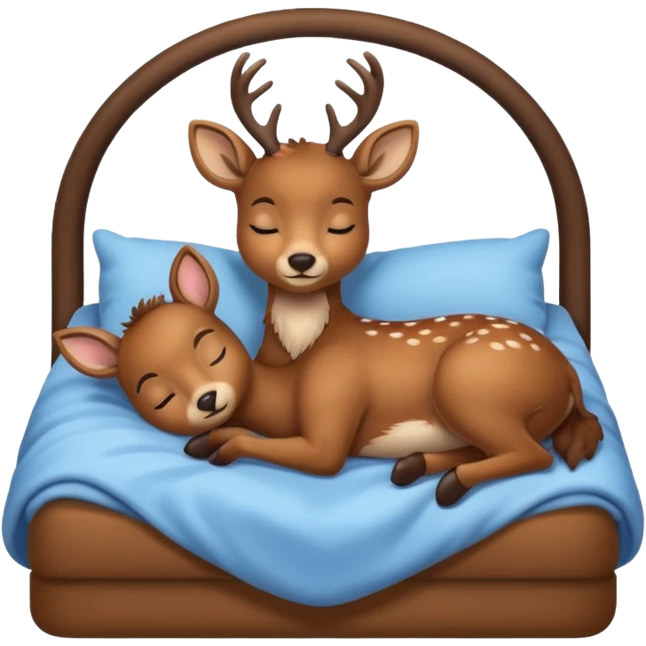 Cute deer sleeping in bed emoji