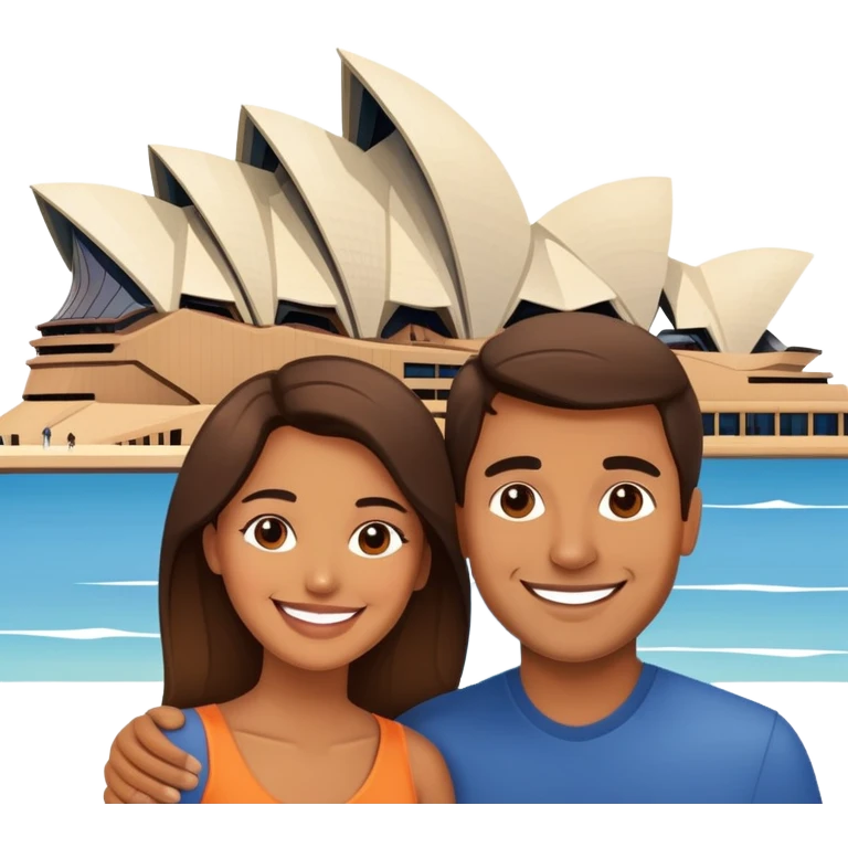 smiling couple at Sydney Opera House  emoji
