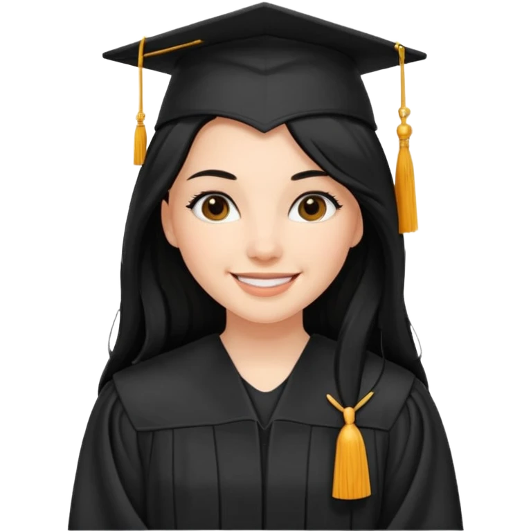 white woman graduate with long black hair emoji