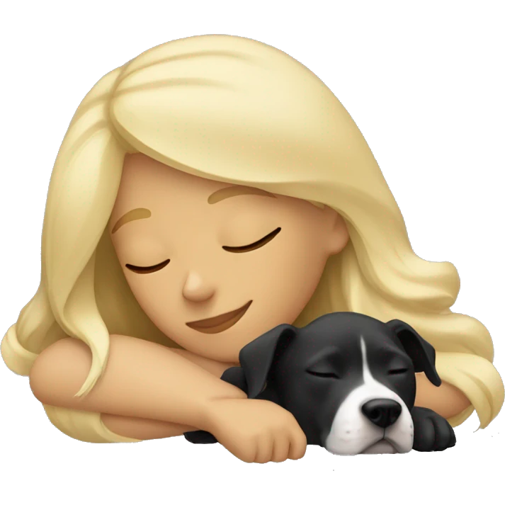 Blonde Girl sleeping with a black pitbull  emoji